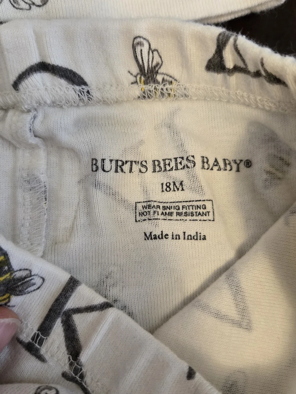 Burt's Bees Baby Cream Bee & Alphabet Pajama Set with Gray Trim, 18M